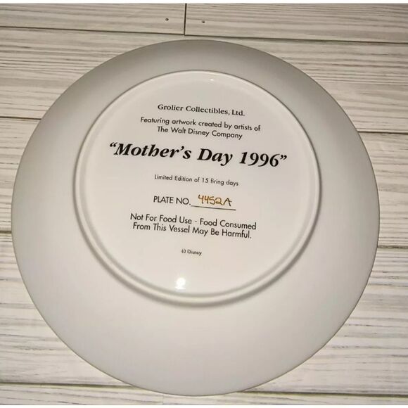 Grolier Vintage 1996 Walt Disney Mickey Mouse Mothers Day Plate Limited Edition - Picture 7 of 9